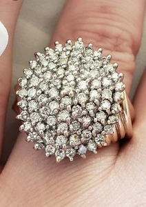 Lovely Heavy 9carat Gold 9ct Gold 1.00ct Diamond Cluster Ring 10.8g Hmkd Size S - Picture 1 of 22