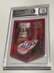 Alex Delvecchio Signed 1955 Red Wings Stanley Cup Card IP Slabbed Beckett Auto a - Picture 1 of 3