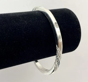 Brighton Eternity Knot Bangle Bracelet Silver Plated White & Blue Crystals Heart - Picture 1 of 8