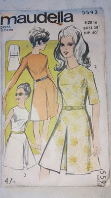 Maudella 5593 Dress Sewing Pattern Original  1960-80's . Free P&P New old stock - Image 1 of 2
