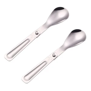 2 PIEZAS Cuchara Plegable Vajilla Viaje Cucharas Plegables Acero Inoxidable - Imagen 1 de 12