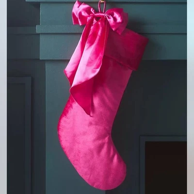 Medias Anthropologie Terciopelo Arco Rosa Vacaciones Navidad Nuevas con Etiquetas Foto 1 de 4
