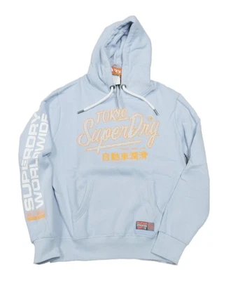 Superdry Hombre Azul Pastel Ticket Type Pastel Fleece Forrado Pullover Sudadera con Capucha Foto 1 de 3