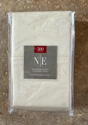 Noble Excellence NE King Pillowcase Set 500 TC Egyptian Cotton Sateen Ivory NIP - Image 1 of 4