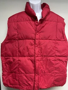 Lands End Men's Sz XL 46-48 Red Goose Down Feathers Puffer Vest with Pockets - Picture 1 of 9