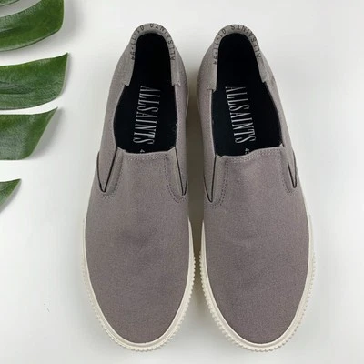 Tênis All Saints Manny Casual Slip On Lona Cinza Masculino 43 EUA 10 - Imagem 1 de 4