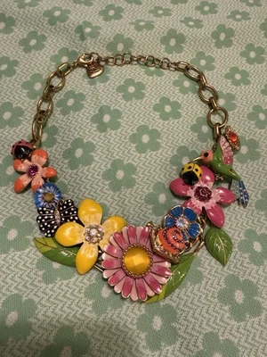 COLLAR BETSEY JOHNSON PRECIOSO RARO VINTAGE SECRETO JARDÍN GRUESO DECLARACIÓN Foto 1 de 4
