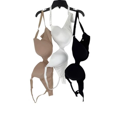Paquete de 3 camisetas sujetadores Fruit of the Loom 36D negras blancas de algodón nude para mujer G36-4 Foto 1 de 4