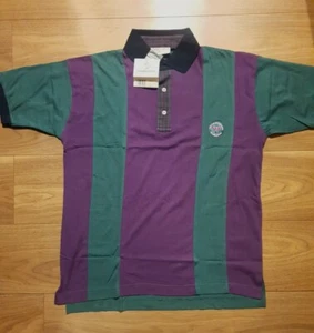 Camisa de tenis de colección Wimbledon para hombre pequeña mediana púrpura verde rayas años 90 nueva nueva con etiquetas - Imagen 1 de 9