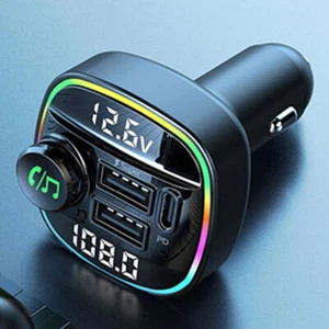 Car Radio Bluetooth 5.0 FM Transmitter Adapter MP3 2 USB PD Charger Hands-Free - Picture 1 of 1