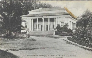Postal vintage California Albertype Lisser Hall Mills College - Imagen 1 de 2