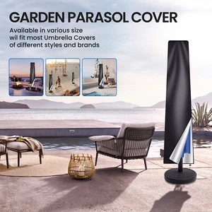 Black Parasol Cover with Zip Outdoor Garden Waterproof Patio Umbrella Cover - Picture 1 of 11