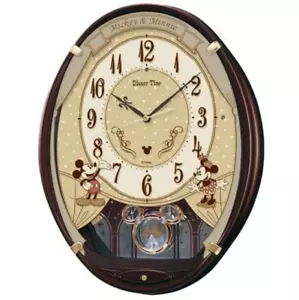 seiko clock hanging clock character disney mickey mouse minnie mouse radio wave - Picture 1 of 2