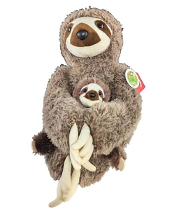 Peluche Aurora Tres Dedos Perezoso y Bebé 18" Peluche Sentado Elinor Maravillas - Imagen 1 de 12