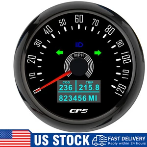 85MM Black GPS Speedometer 80MPH Gauge with Turning Light for Motorcycles Boat - Picture 1 of 17