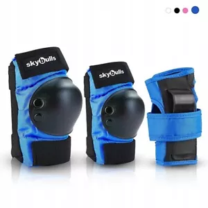 Schonerset Protektoren Skateboard Knieschoner Kinder Ellenbogen XS BLAU-SCHWARZ - Bild 1 von 4