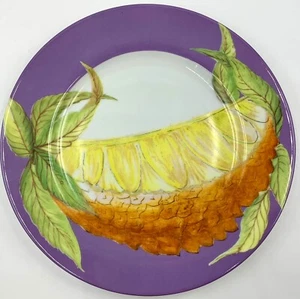 PHILIPPE DESHOULIERES LIMOGES EXOTIC FRUIT 7.25" DESSERT PLATE, PINEAPPLE - Picture 1 of 7