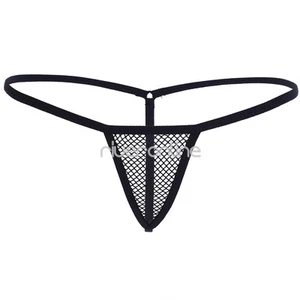 Damen Dessous Mesh G-string Tanga Bikini Schritt offen Transparent Sexy Schwarz - Bild 1 von 4