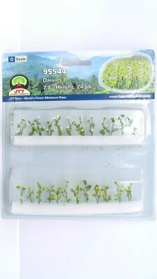 MRC JTT Scenery O Daisies Flowers Train Accessory Layout 7/8"Height 24/pk 95544 - Image 1 of 3