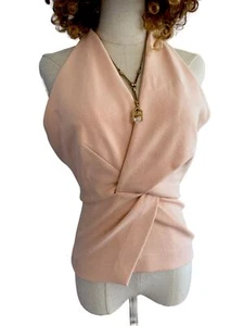 Dion Lee Light Pink Twist Front Top | Halter Neck, Stretch, Open Back, Sz Small - Picture 1 of 6