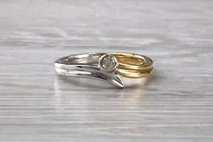 Two Tone Crossover Diamond set 18ct Gold Ring - Picture 1 of 10