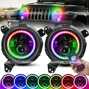 LED Halo Headlights Combo for Jeep Wrangler JL JLU Gladiator 2018 2019 2020 2021 - Picture 1 of 17
