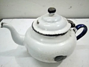 RARE Vintage Old Collectible Milky Porcelain Enamel Tea Pot kettle COLLECTIBLE - Picture 1 of 6