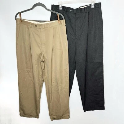 Lot Of Two Nordstrom by JB Britches Men's Pleated Dress Pants Gray & Khaki 34x28 - Image 1 of 4