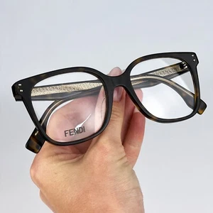 Fendi Women Eyeglasses Dark Havana Demo Square FE50004I 052 BRAND NEW - Picture 1 of 12