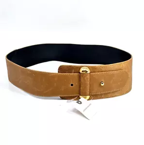 RAINA Belt Womens M/L Brown Asymmetrical Wide Corset Statement Anthropologie NWT - Picture 1 of 12