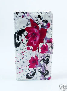Samsung Galaxy S3 i9300 Case Flip Etui Tasche Blumen Strass bunt - Bild 1 von 1