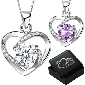 Damen Halskette Herz echt 925 Silber mit Gravur Box für Frauen Geschenk Schmuck - Bild 1 von 10