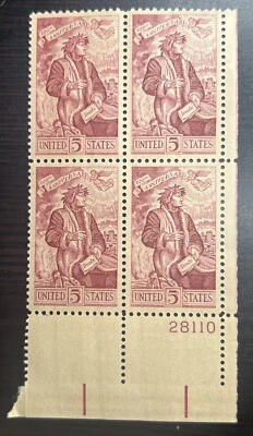 5 Cent Stamps. Vintage US Postage Block  700TH ANNIVERSARY DANTE #1268. MNH - Image 1 of 4