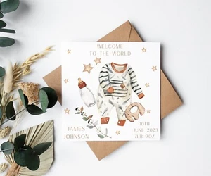 Carta Personalied nuova bambina bambino - boho - dettagli nascita personalizzati conserva - Foto 1 di 1