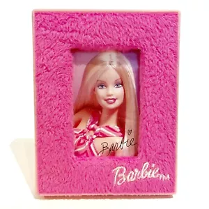 Vintage Barbie Furry Pink Picture Frame 2002 Mattel Y2K Fluffy Fuzzy Fur Photo - Bild 1 von 3