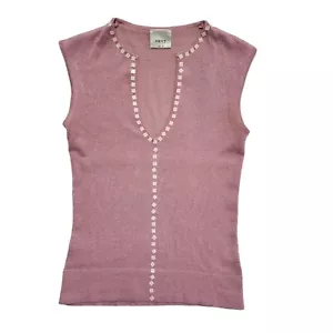 Next Vintage 90's Pink Sleeveless V-Neck Sequin Tank Top Womens UK Size 10 - Picture 1 of 4