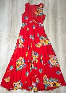 NWT Polo Ralph Lauren Womens Dress Red 18 Norehan Floral Print Sleeveless - Picture 1 of 9