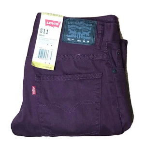 Levis Jeans Kids 16 Regular 28X28 Dark Plum 511 Slim Fit Tapered Leg NWT - Picture 1 of 9