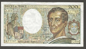 France 200 Francs 1983; VF+; P-155a; BNB-B1012c; Judge and philosopher; Chateau - Picture 1 of 2