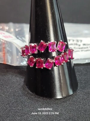 Bomb Party RBP7737 July - The Serenity Ring, Sz 11 Lab Created Ruby on Rhodium - Image 1 of 4