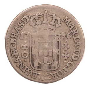 1796 BRAZIL MARIA I 80 REIS SILVER COIN (#7717) - Picture 1 of 2
