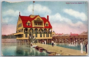 Postcard New York Buffalo Yacht Club NY Docks Boats 1909 - Picture 1 of 2