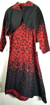 TRAJE DE VESTIR DORINDA CLARK COLE PARA MUJER NEGRO Y ROJO CON CHAQUETA ENCOGIDA DE HOMBROS 20W 22W NUEVO CON ETIQUETAS Foto 1 de 4