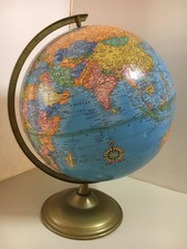 Vintage World Globe Cram's Imperial USA Metal Frame & Base 12"