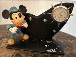 DISNEY MICKEY MOUSE RARE CLOCK BUSINESS CARD HOLDER VINTAGE DESK - Picture 1 of 5
