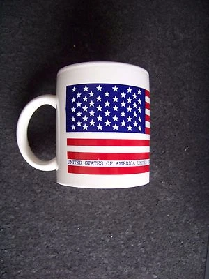Taza de café de porcelana con bandera americana US EE. UU. estrellas y rayas Foto 1 de 4