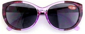 Women Outdoor Reading Sunglasses Reader Cateye Vintage Jackie Oval Carbon Theme - Picture 1 of 12