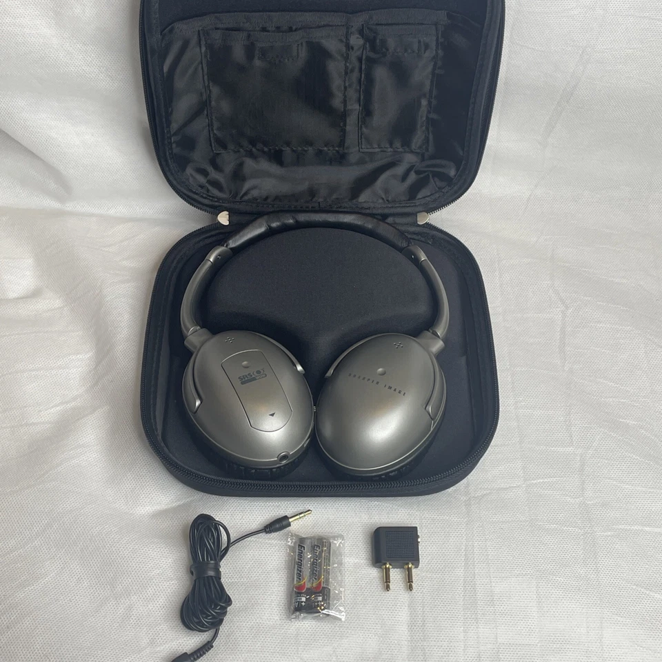 The Sharper Image Quiet Place Noise Cancelling Wired Headphones in Case w Extras - Image 1 of 4
