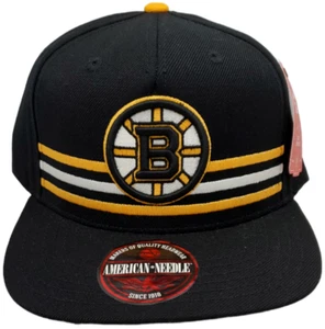 Boston Bruins Snapback Flat Bill Stitched Logo Striped - Picture 1 of 3