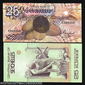 SEYCHELLES 25 RUPEES P-29 1983 COCONUT Low # UNC AFRICAN CURRENCY BILL BANK NOTE - Picture 1 of 1